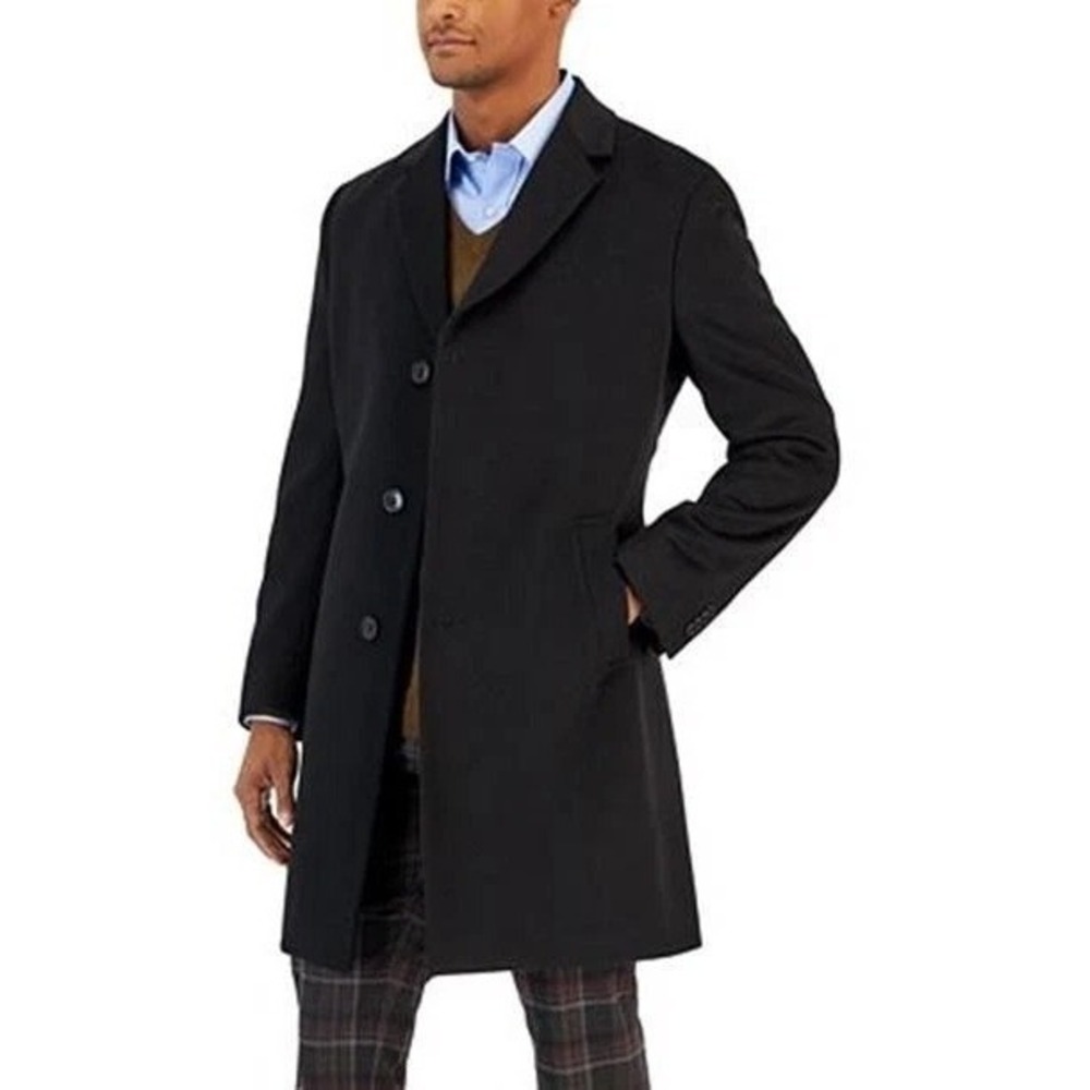 Nautica Mens Classic-Fit Camber Wool Overcoat Coat 42R Black